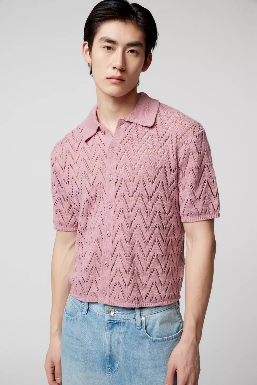 open-knit polo shirt